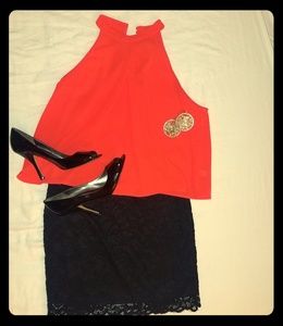 Black lace mini skirt NWOT